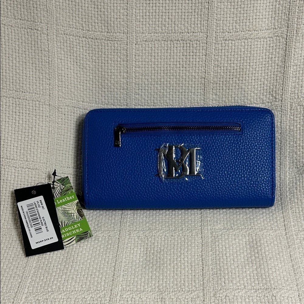 BADGLEY MISCHKA Electric Blue Zip Around Wallet NWT